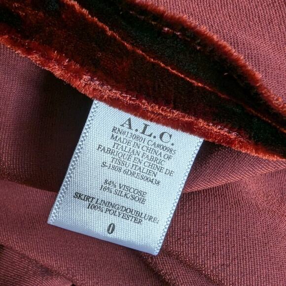 New A.L.C. Mini Dress As Seen On Taylor Swift Velvet Wrap Long Sleeves Size 0 - Picture 6 of 10